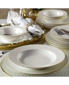 Service de table en porcelaine blanc/doré - 18 pièces