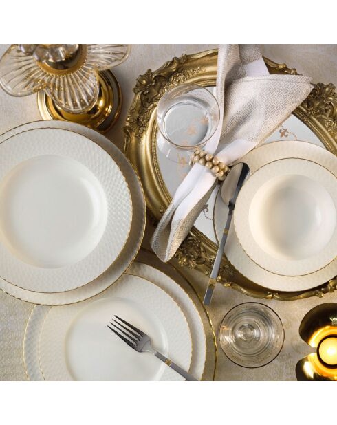 Service de table en porcelaine blanc/doré - 18 pièces