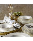 Service de table en porcelaine blanc/doré - 18 pièces