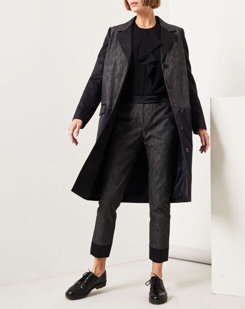 Manteau bi-matière Lilia noir