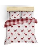 Parure housse de couette Geyik blanc/rouge