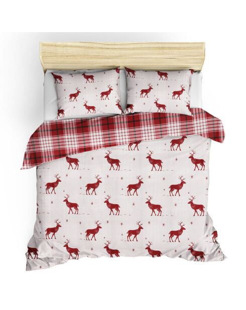 Parure housse de couette Geyik blanc/rouge