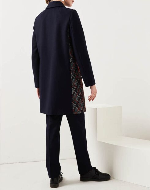 Manteau en Laine & Mohair mélangés Ashley brodé marine/multicolore