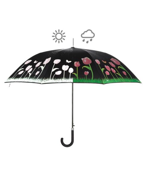 Parapluie droit automatique avec tulipes multicolore