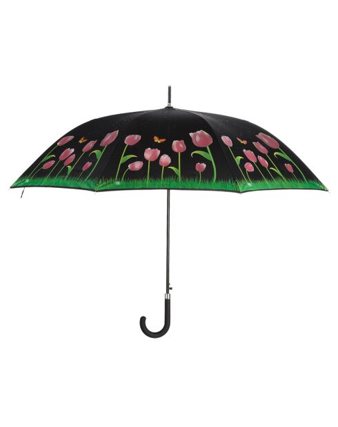 Parapluie droit automatique avec tulipes multicolore