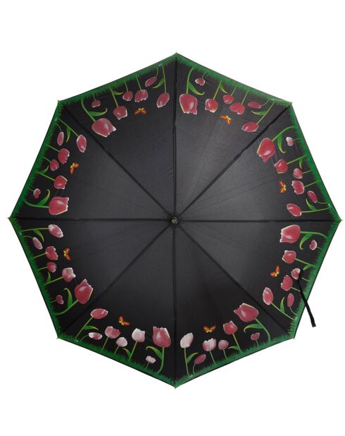 Parapluie droit automatique avec tulipes multicolore