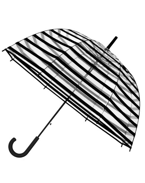 Transparante automatische klokparaplu met transparante/zwarte strepen