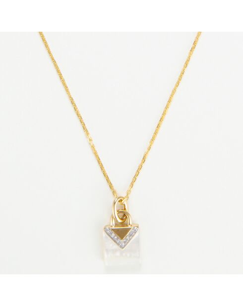 Anhänger aus 0,02 ct Cadenacre-Diamanten und Perlmutt aus Gelbgold