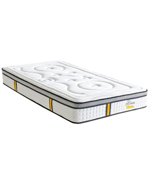 Ensemble Reina 2.0 Matelas Ressorts ensachés + Sommier Bois blanc/noir - 90x200 cm