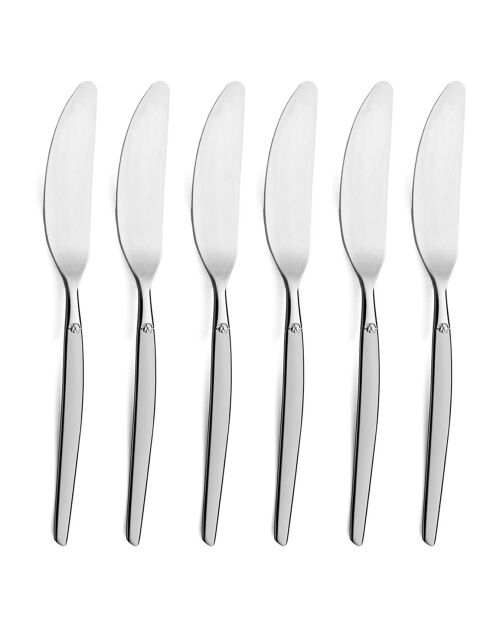 6 couteaux à beurre jet satin gris - 30x5x3 cm