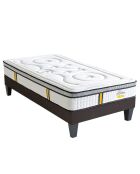 Ensemble Reina 2.0 Matelas Ressorts ensachés + Sommier Bois blanc/noir - 90x190 cm