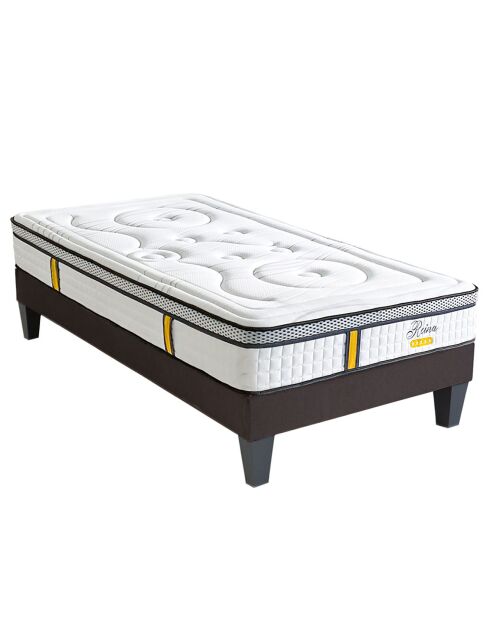 Ensemble Reina 2.0 Matelas Ressorts ensachés + Sommier Bois blanc/noir - 90x190 cm