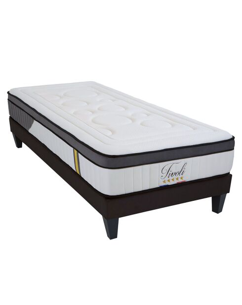 Ensemble Tivoli Matelas Mémoire de forme + Sommier Bois blanc/noir - 90x190 cm