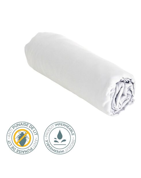 Protège-Matelas Intégral Imperméable & Anti-punaises blanc