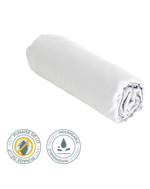 Protège-Matelas Intégral Imperméable & Anti-punaises blanc