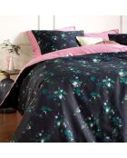 Parure housse de couette 100% Satin de Coton Aurelia blush/marine