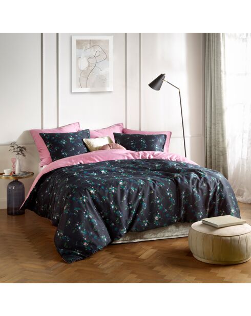 Parure housse de couette 100% Satin de Coton Aurelia blush/marine