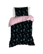 Parure housse de couette 100% Satin de Coton Aurelia blush/marine