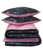 Parure housse de couette 100% Satin de Coton Aurelia blush/marine