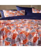 Parure housse de couette 100% Satin de Coton Quilt blue ribbon