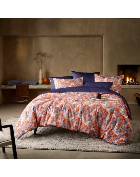 Parure housse de couette 100% Satin de Coton Quilt blue ribbon