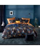 Parure housse de couette 100% Satin de Coton Peafowl thai curry