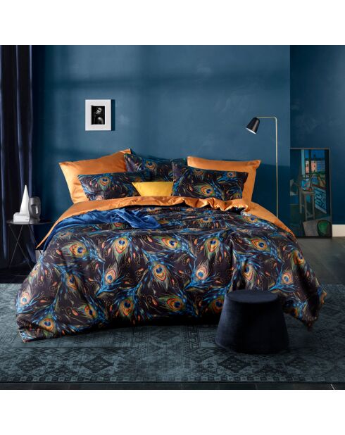Parure housse de couette 100% Satin de Coton Peafowl thai curry