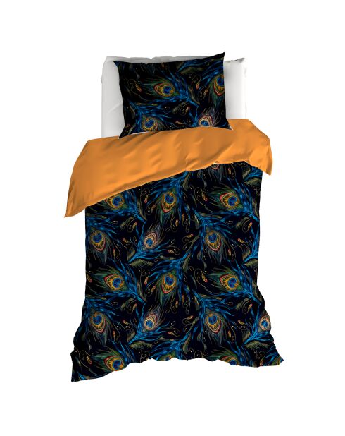 Parure housse de couette 100% Satin de Coton Peafowl thai curry