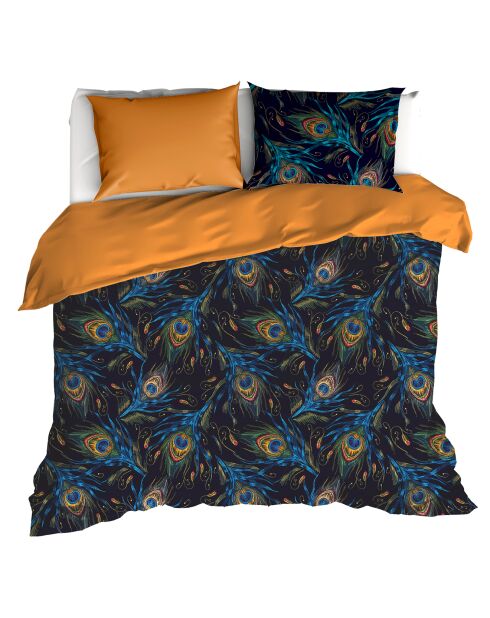 Parure housse de couette 100% Satin de Coton Peafowl thai curry