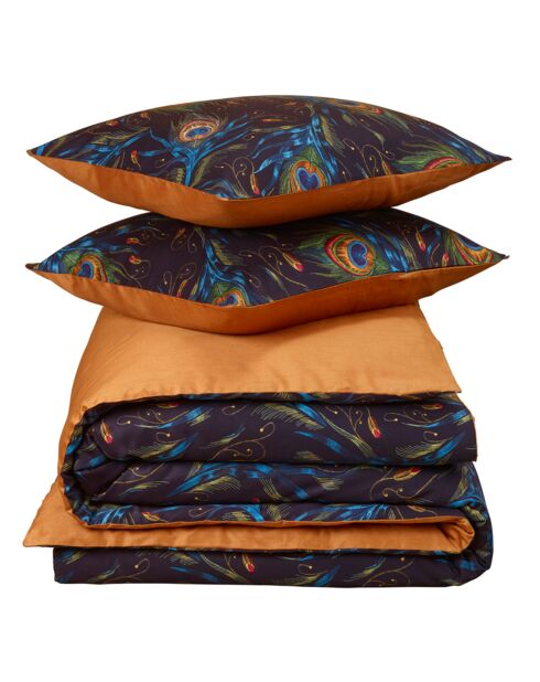 Parure housse de couette 100% Satin de Coton Peafowl thai curry