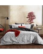 Parure housse de couette 100% Percale de Coton Charlie blanc/noir