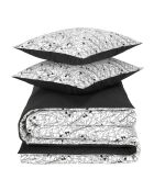 Parure housse de couette 100% Percale de Coton Charlie blanc/noir