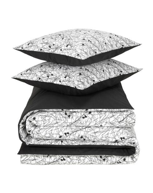 Parure housse de couette 100% Percale de Coton Charlie blanc/noir