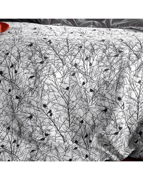 Charlie dekbedovertrekset in perkal van 100% katoen, wit/zwart