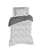 Parure housse de couette 100% Percale de Coton Charlie blanc/noir