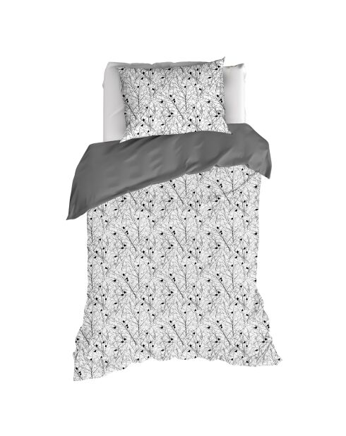 Parure housse de couette 100% Percale de Coton Charlie blanc/noir