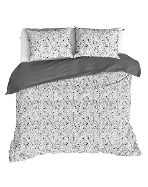 Parure housse de couette 100% Percale de Coton Charlie blanc/noir