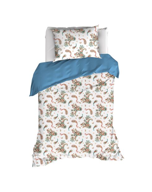 Parure housse de couette 100% Percale de Coton Sybil maroccan blue