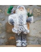 Père Noël debout blanc/gris - 45 cm