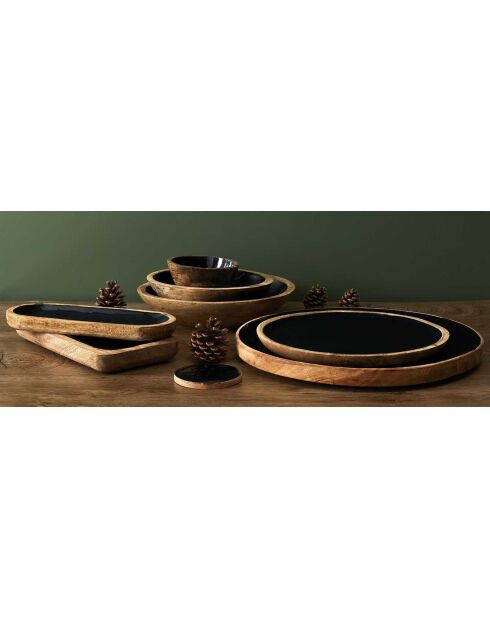 Plateau de service manguier noir/marron - 30x10 cm