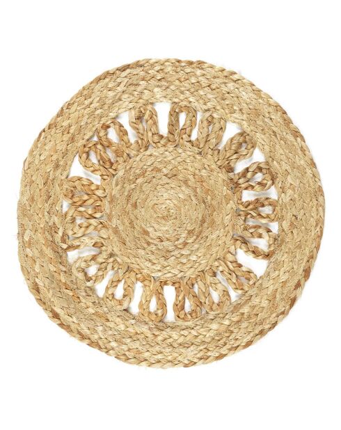 Set de table rond jute ajouré beige (modèle aléatoire) - 35x35 cm