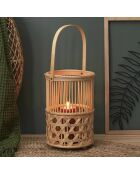 Lanterne bambou tressé avec anse beige - 22x55x22 cm