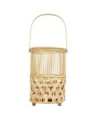 Lanterne bambou tressé avec anse beige - 22x55x22 cm