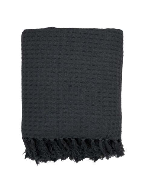 Jeté de canapé gaufré en coton gris anthracite - 170x250 cm
