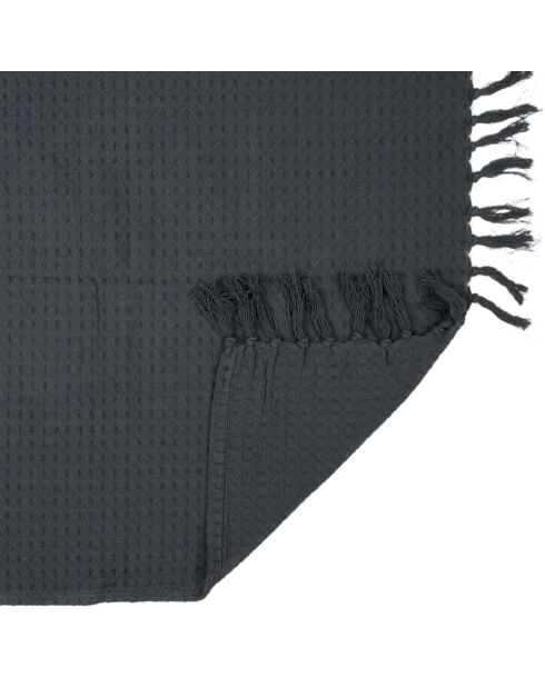 Jeté de canapé gaufré en coton gris anthracite - 170x250 cm