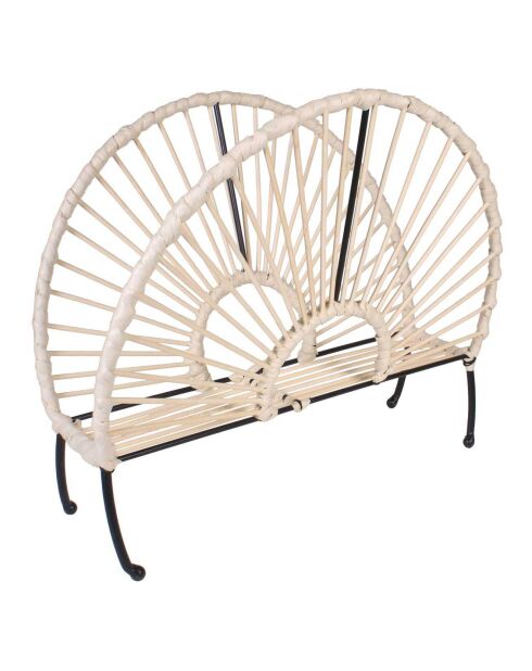 Range-magazine effet rotin beige/noir - 36x29x17.5 cm