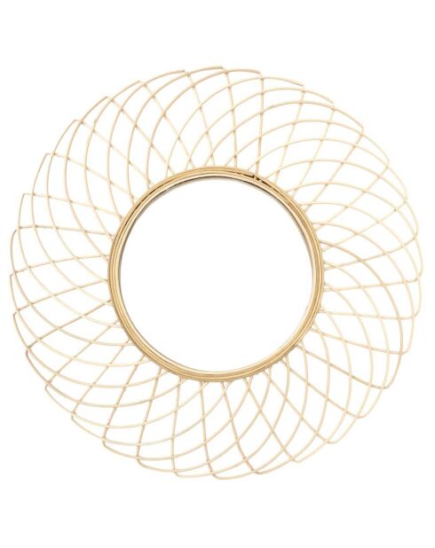 Miroir rotin Rosace beige - D.90 cm