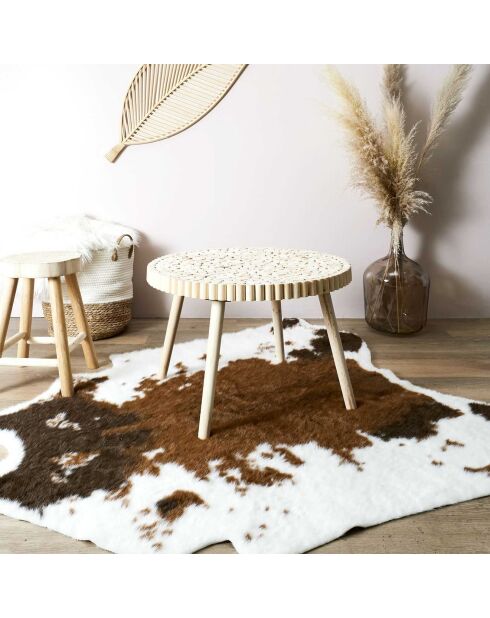 Table basse Rondin beige - 60x40x60 cm