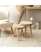 2 Tables gigognes Rondin beiges - 40x40x40 cm