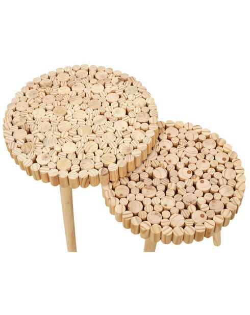 2 Tables gigognes Rondin beiges - 40x40x40 cm